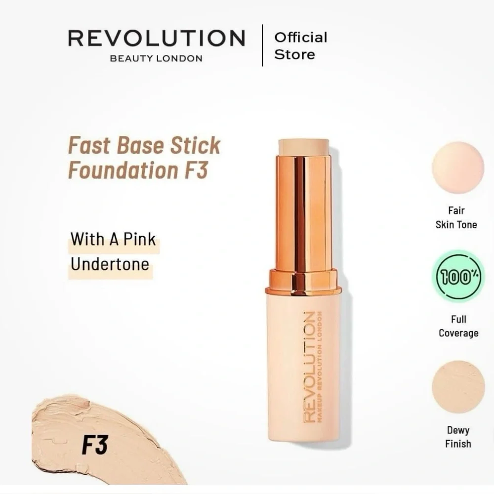 Revolution Fast Base Stick Foundation F3 0.21 oz NWT